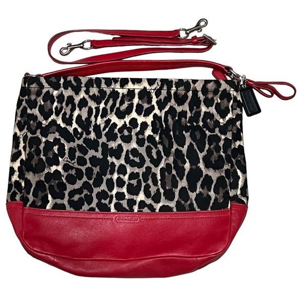 Coach Bag Park Ocelot Leather Shoulder Tote Hobo #23266 Animal Print Red NWOT - Picture 1 of 12